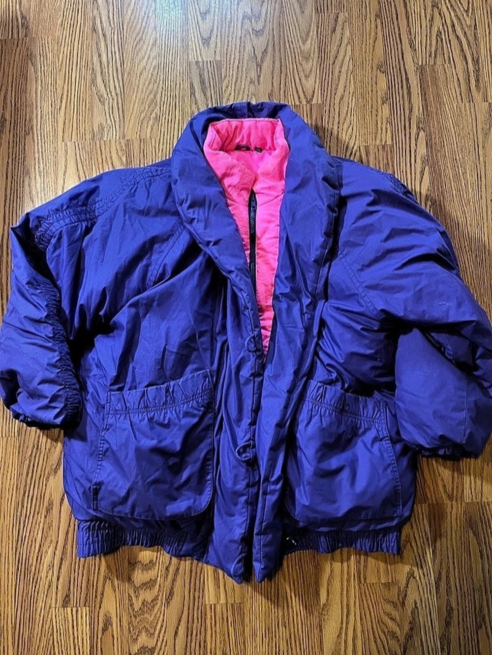 Vintage Andy Johns Size M Unisex Puffer Ski Coat Purple And Hot Pink